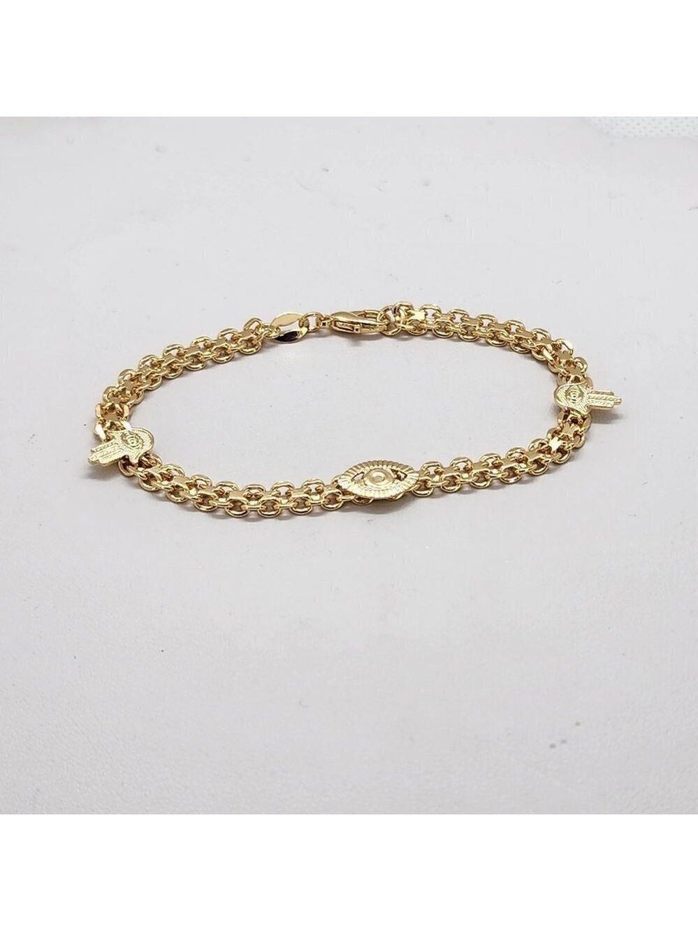Brand New Brazilian 18k Gold Filled Evil Eye Hamsa Bracelet